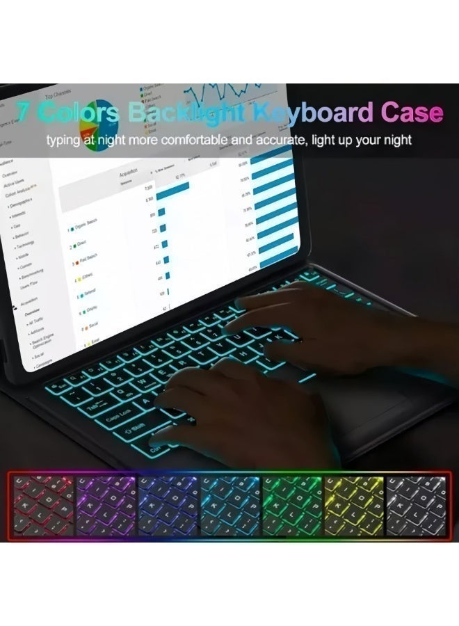Keyboard Case for iPad 11th Generation (A16, 2025) and 10th Generation (2022), Detachable 7 Color Backlit Keyboard with Premium Capacitive Stylus, Stain-Resistant Cover, Portable Lightweight Keyboard Case with Pencil Holder, Includes Bluetooth Mouse, Screen Protector, Stylus, Keyboard Cover, Pink - Image 3